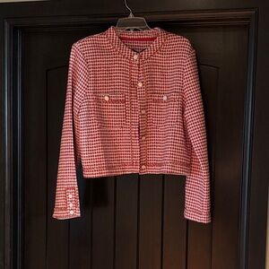 Endless Rose Red and White Houndstooth Blazer
